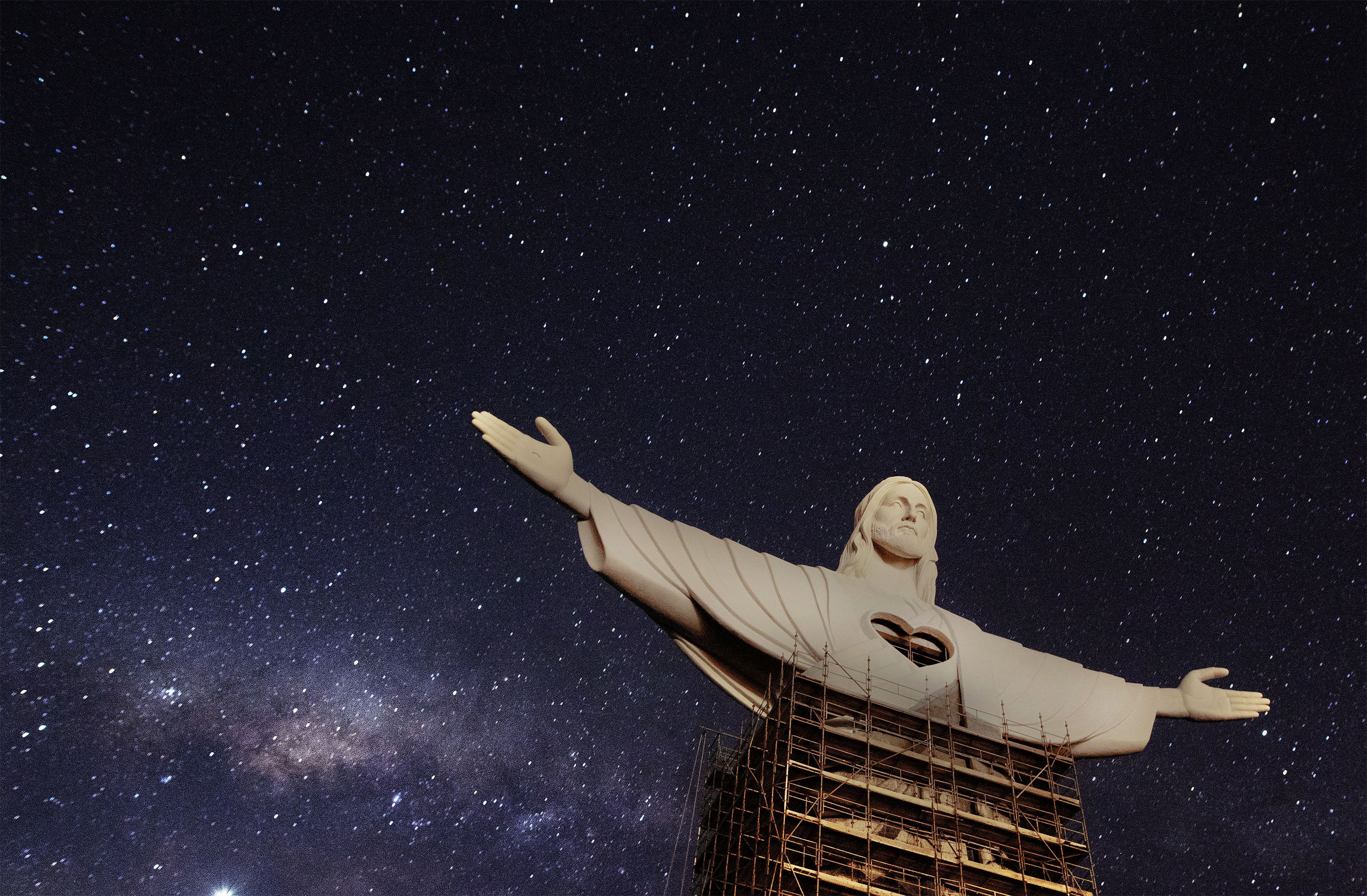 Imagens mostram estátua do Cristo Protetor durante a noite em Encantado veja fotos Portal